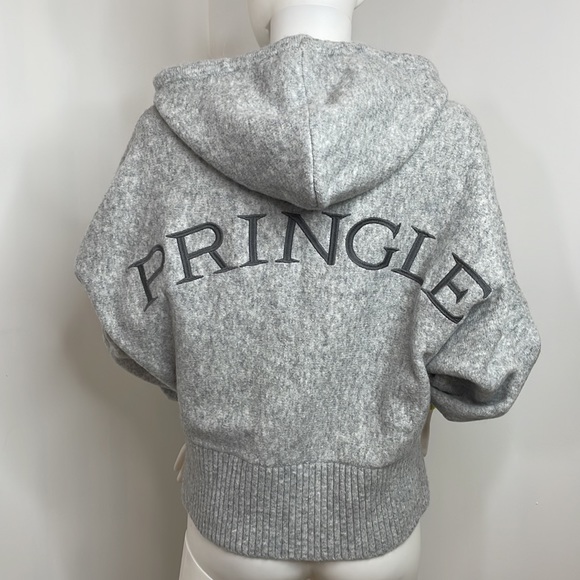 Pringle of Scotland x H&M Women’s Sweater S Grey Neon Yellow Cuff Hood Drawcord - Picture 4 of 16